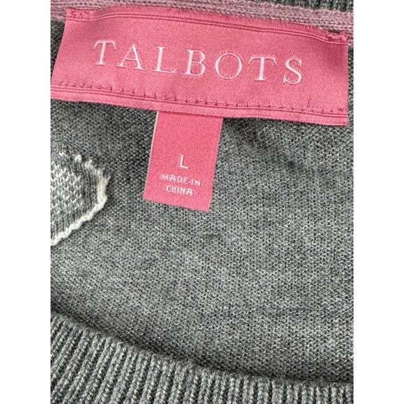 Wear Hearts Give Hope Talbots Breast Cancer Collection Gray Pink Heart Sweater L - Picture 9 of 10